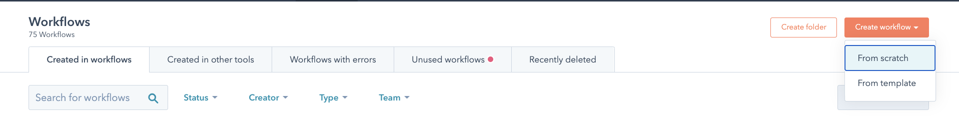 HubSpot workflows create